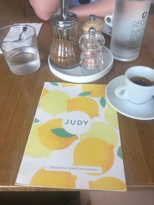 menu & espresso  at Judy in Paris