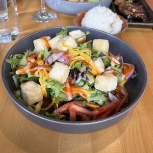Ensalada with tofu and Garlic Rice  at Bonifacio in Columbus