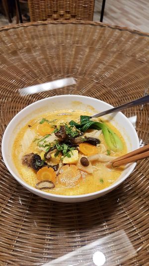 If I remember correctly, it's coconut milk based noodle soup at LN Fortunate Coffee in Palembang