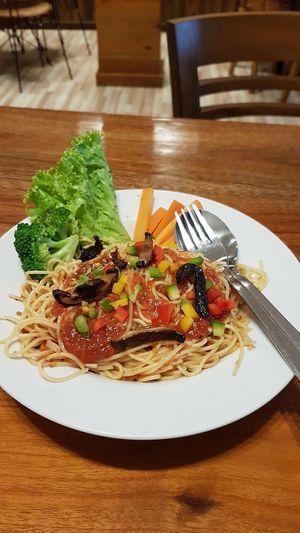 Tomato spaghetti.. quite good at LN Fortunate Coffee in Palembang