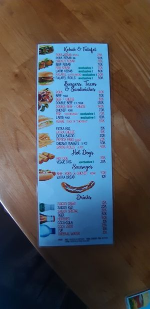 Menu w/ vegetarian options cause of the fab mayo mix they use at Gotcha in Ho Chi Minh City