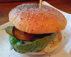 One of the vegan burger at Nimm's Grun in Darmstadt