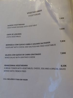 Vegetarian options at Metamorphosis in Sintra