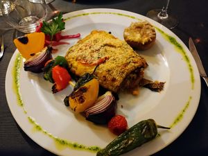 Vegan lasagna at Metamorphosis in Sintra