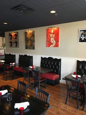 Dining area at Tongue in Cheek in St Paul