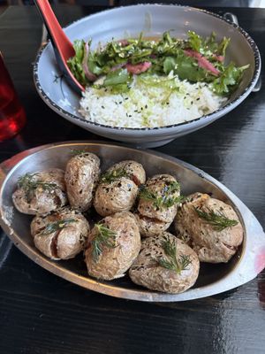Smashed potatoes   at Tongue in Cheek in St Paul