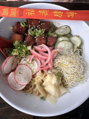 Vegan bacon dashi ramen   at Tongue in Cheek in St Paul