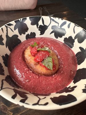 Fried cake with blueberry foam   at Tongue in Cheek in St Paul