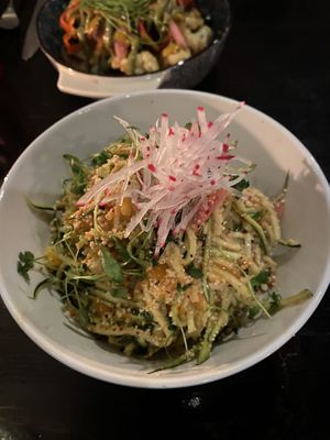 Zucchini pad Thai made vegan - lots of flavor  at Tongue in Cheek in St Paul