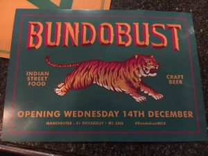 flyer  at Bundobust in Manchester