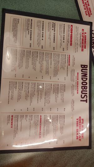Menu, well labelled as vegan and gf at Bundobust in Manchester