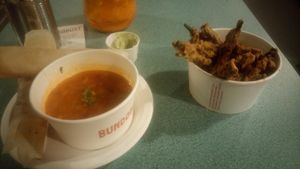 Soup and fries at Bundobust in Manchester
