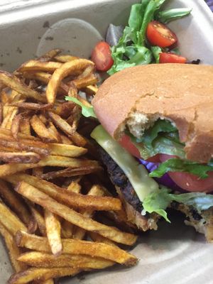 Seitan Bacon Cheeseburger (vegan) at Sanctuary Vegan Cafe in Knoxville