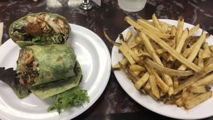 Buffalo wrap with fries at Sanctuary Vegan Cafe in Knoxville