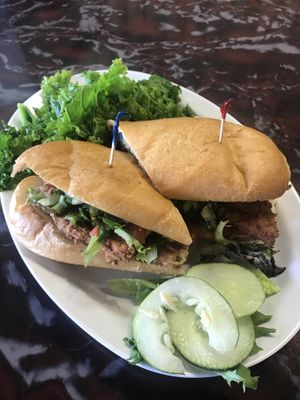 Chikin sandwich and kale at Sanctuary Vegan Cafe in Knoxville