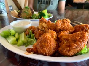 Look that those buffalo cauliflowers   at Sanctuary Vegan Cafe in Knoxville