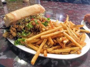 Oyster mushroom po boy  at Sanctuary Vegan Cafe in Knoxville