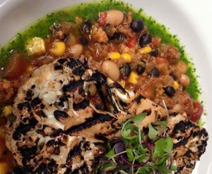 Cauliflower steak w/black bean stew at Bluegrass Kitchen in Charleston