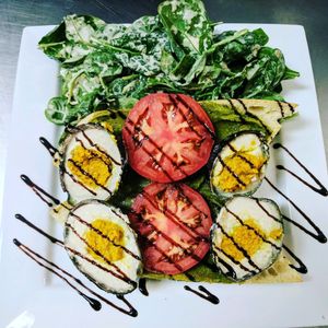 Avocado deviled eggs! at Vegano in Montreal