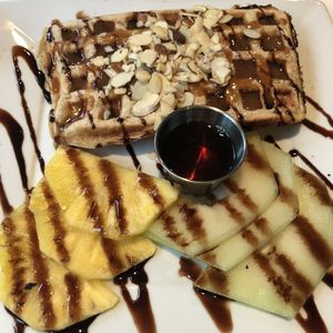 Gaufres à la pâte d’amande at Vegano in Montreal