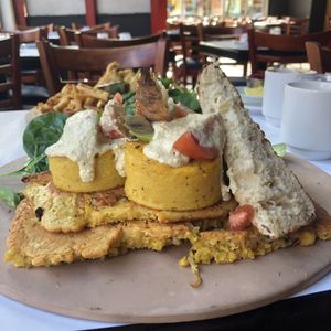 Polenta Benedict at Vegano in Montreal