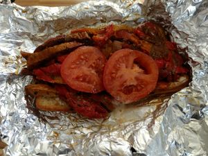 Stake sandwich at Vegano in Montreal