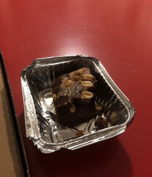 Vegan chocolate peanut butter brownie  at Stoned Pizza in Dublin