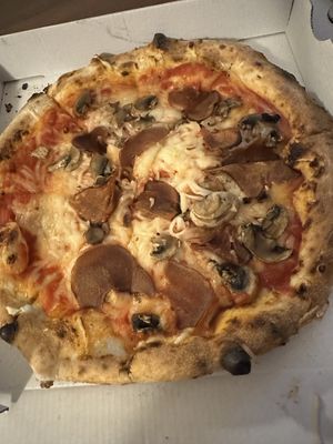 Vegan ham and mushrooms pizzaa  at Stoned Pizza in Dublin