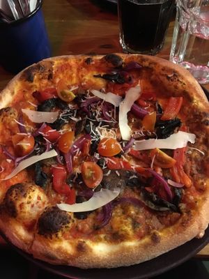 Delicious pizza with vegan parmesan at Stoned Pizza in Dublin