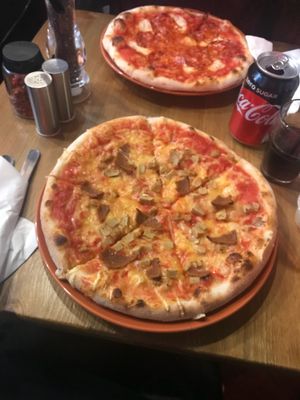 Vegan meat feast (bottom) at Stoned Pizza in Dublin