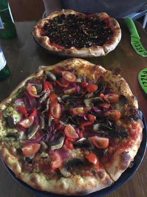 Half pesto half tomato at Stoned Pizza in Dublin