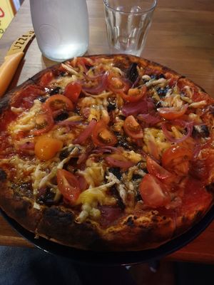 Vegan mix with added cheese at Stoned Pizza in Dublin