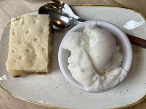 Vegan apple pie with vegan vanilla ice cream ! at The Apple Pie in Ambleside