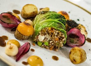 Savoy stuffed with quinoa seeds and tofu at Alive in Vilnius