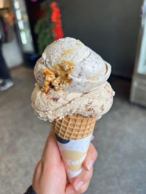 Cookies and honeycomb and hazelnut brownie in a cone  at Girls and Boys in Fitzroy