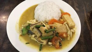 Green curry with bean curb rice at Home Recipe in Ipoh