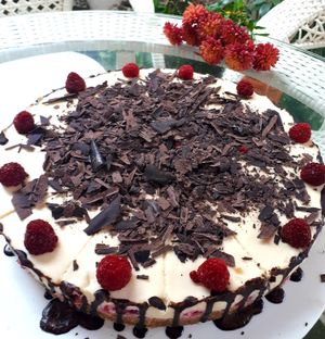 Amazing raw cake with raspberries  at Angel's in Varna