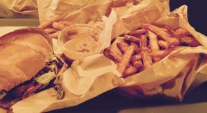 Sweet potato fries and banana ketchup at GreenBurger - Vesterbrogade in Copenhagen