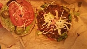 Mexican burger detail  at GreenBurger - Vesterbrogade in Copenhagen