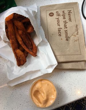 sweet potato fries and siracha aoli  at HipCityVeg - Broad St in Philadelphia