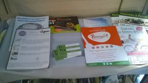 Flyers on veganism at Ty Veg in Perros-guirec