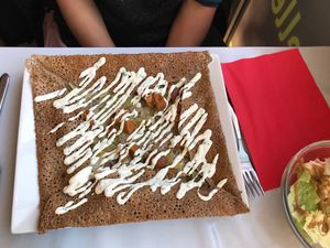 Vegan galette with creamy chive at Ty Veg in Perros-guirec