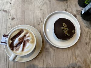 Mocaccino with almond milk and chocolate moelleux  at Le Pain Quotidien - Vieux-Lille in Lille