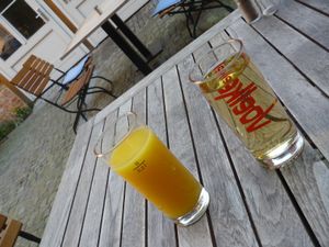 Orange and pear juice at Muellers Cafe in Schwerin