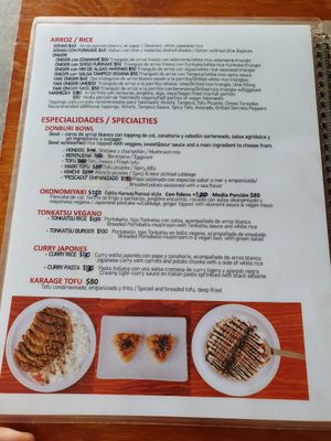 Vegan menu at V-Ramen - Alvaro Obregon in Mexico City