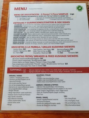Vegan menu at V-Ramen - Alvaro Obregon in Mexico City