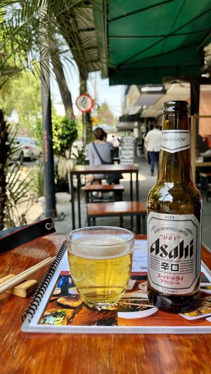 asahi on the sidewalk   at V-Ramen - Alvaro Obregon in Mexico City