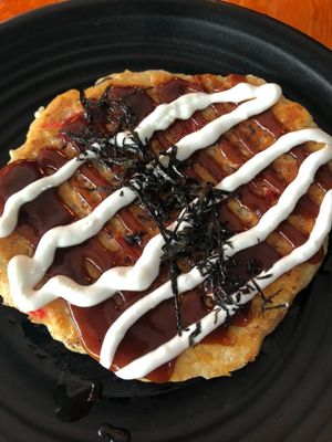 Vegan okonomiyaki!!!  Absolutely amazing and delicious... at V-Ramen - Alvaro Obregon in Mexico City