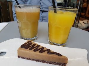 juices and pie at Le Pain Quotidien - St Pancras in North London