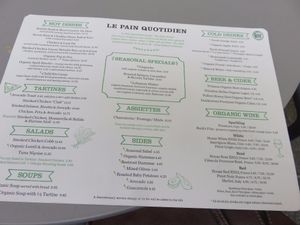 menu LPQ at Le Pain Quotidien - St Pancras in North London